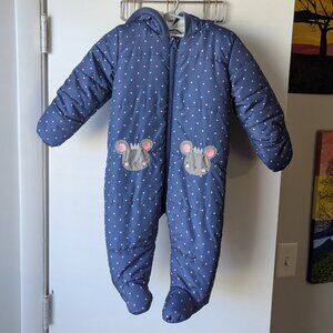 Bluezoo Baby Snowsuit Blue Mouse Size 6-9 Months